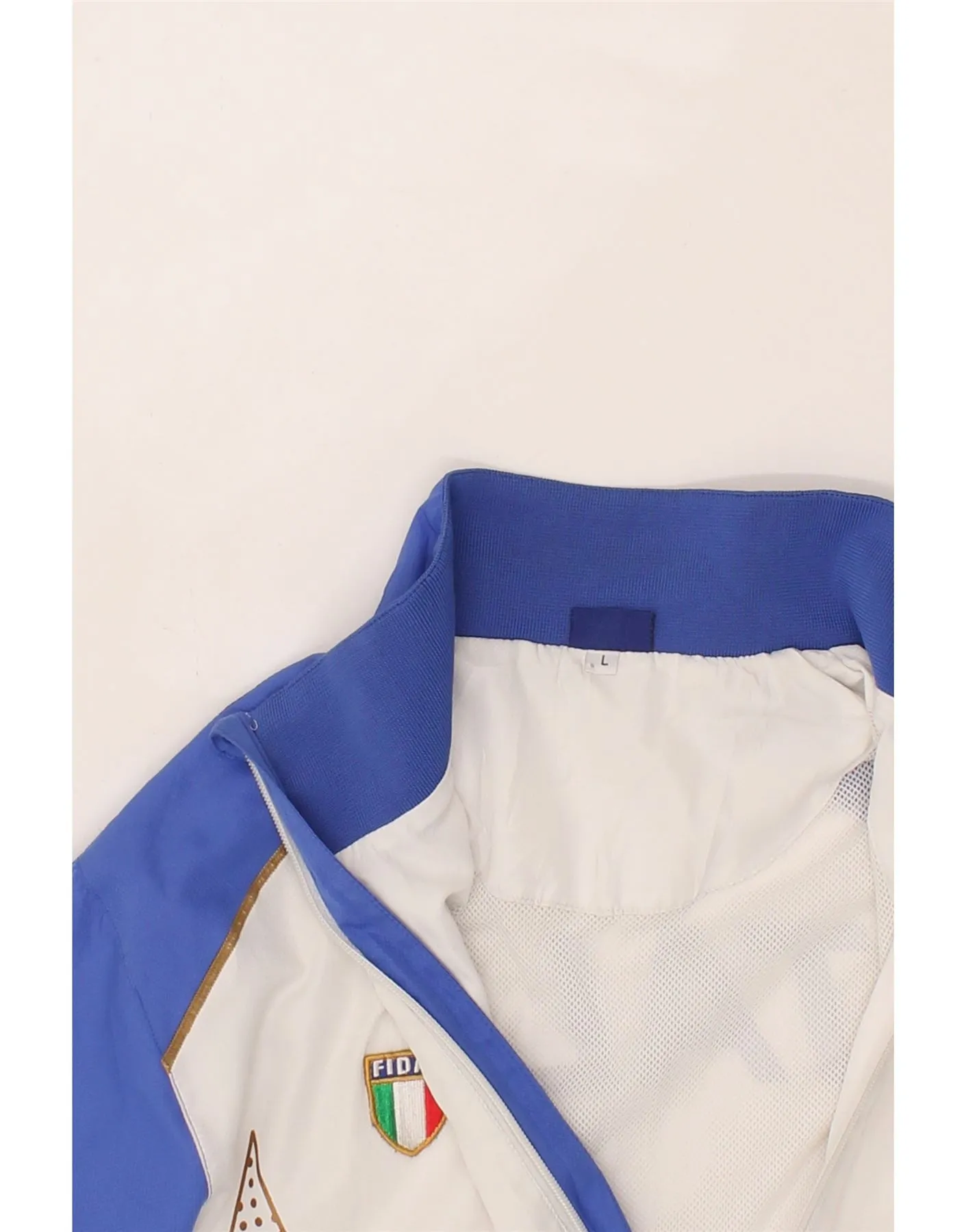 ASICS Mens Italia Graphic Tracksuit Top Jacket Large White Colourblock