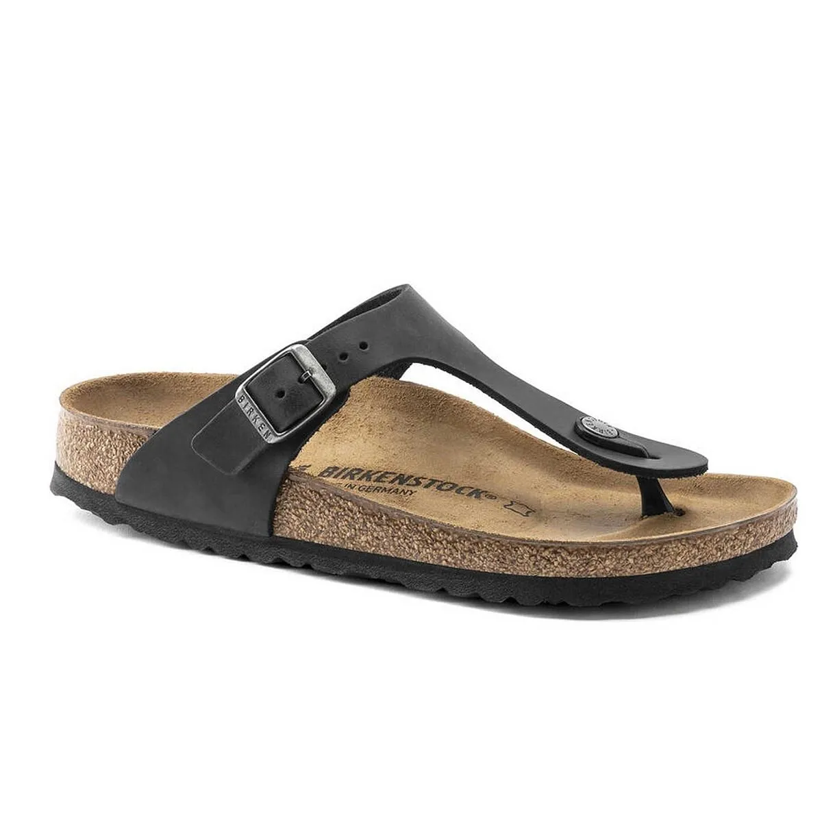      BIRKENSTOCK GIZEH BLACK OILED LEATHER  
