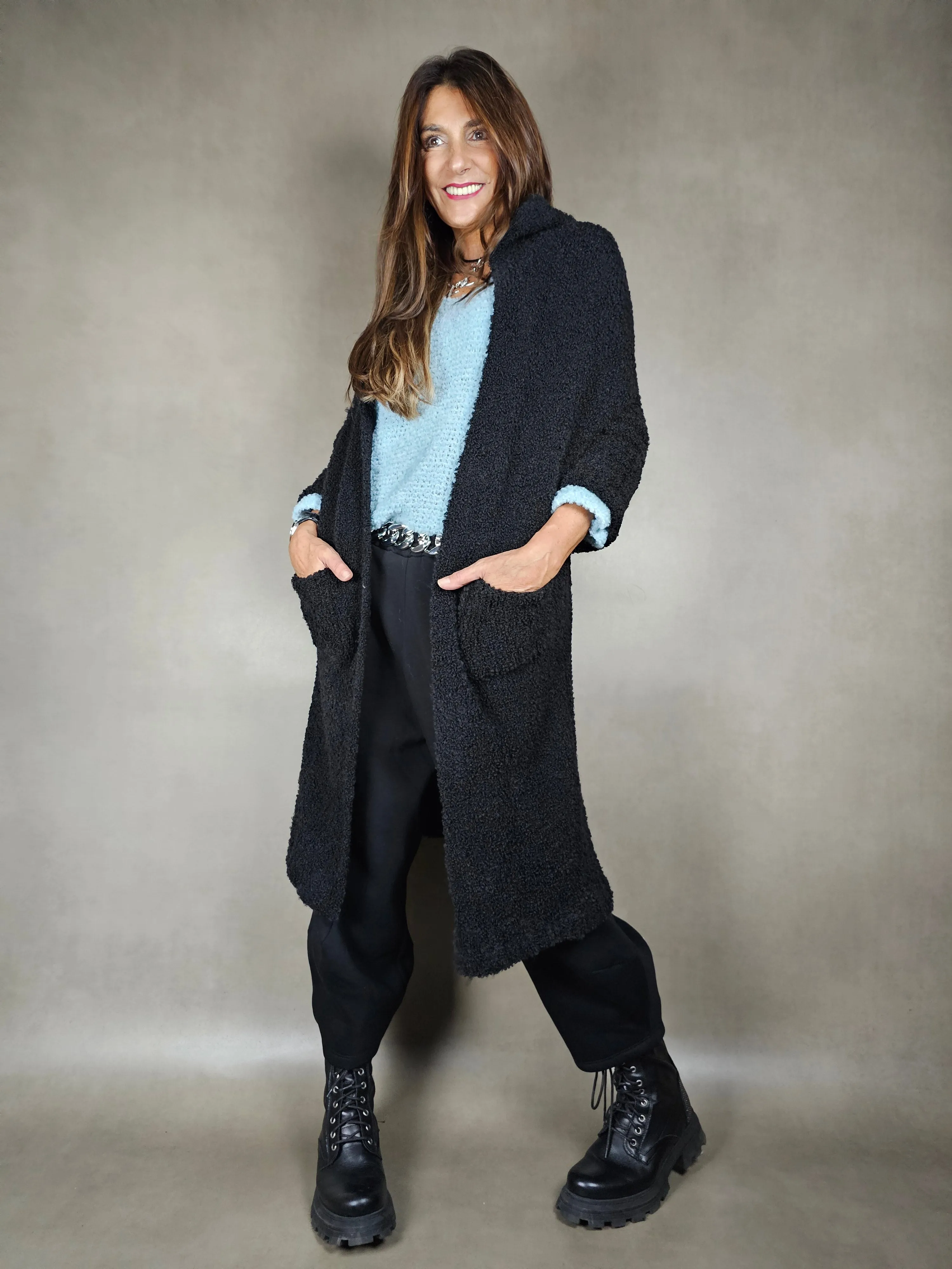 cardigan pesante cappuccio 65ac17pl9vi9wo