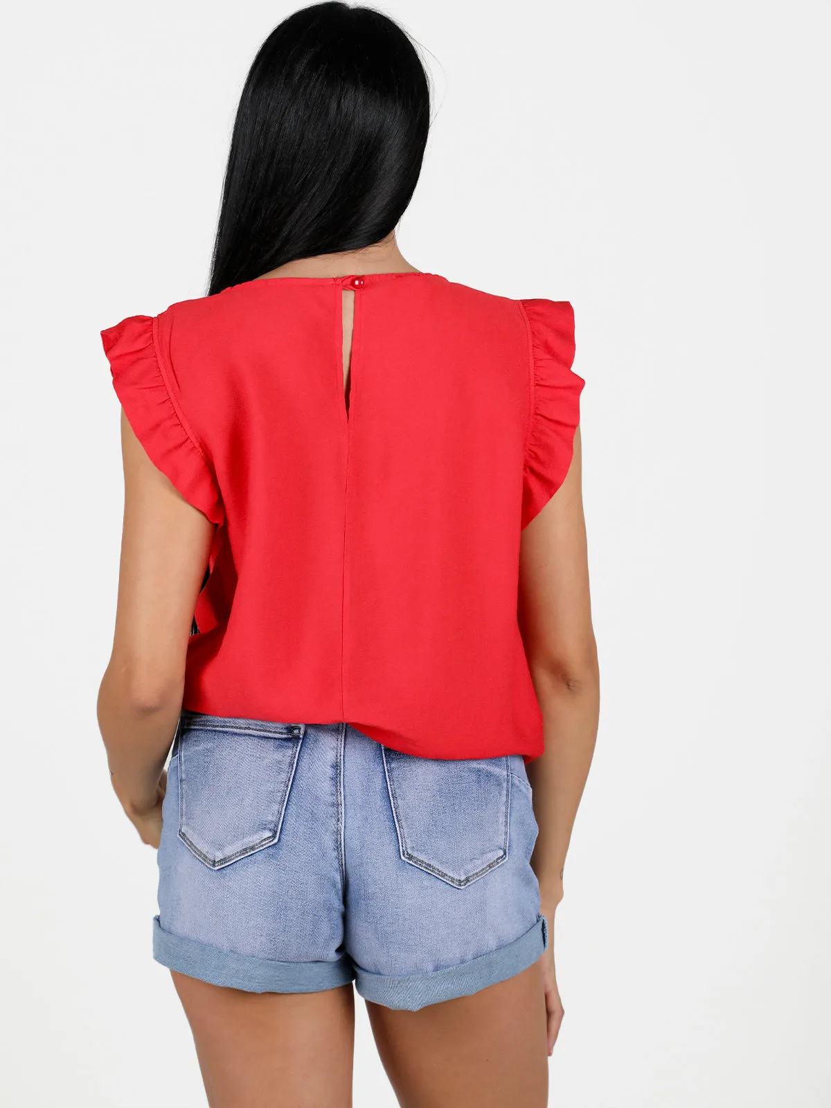 Daystar Blouse femme manches courtes volantées