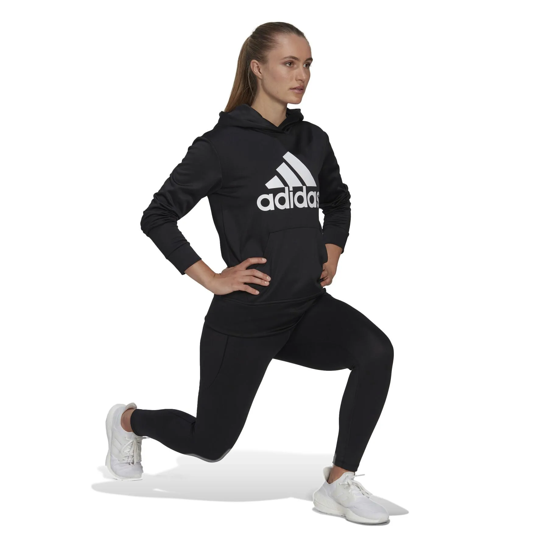 Felpa con cappuccio con logo grande da donna adidas Aeroready