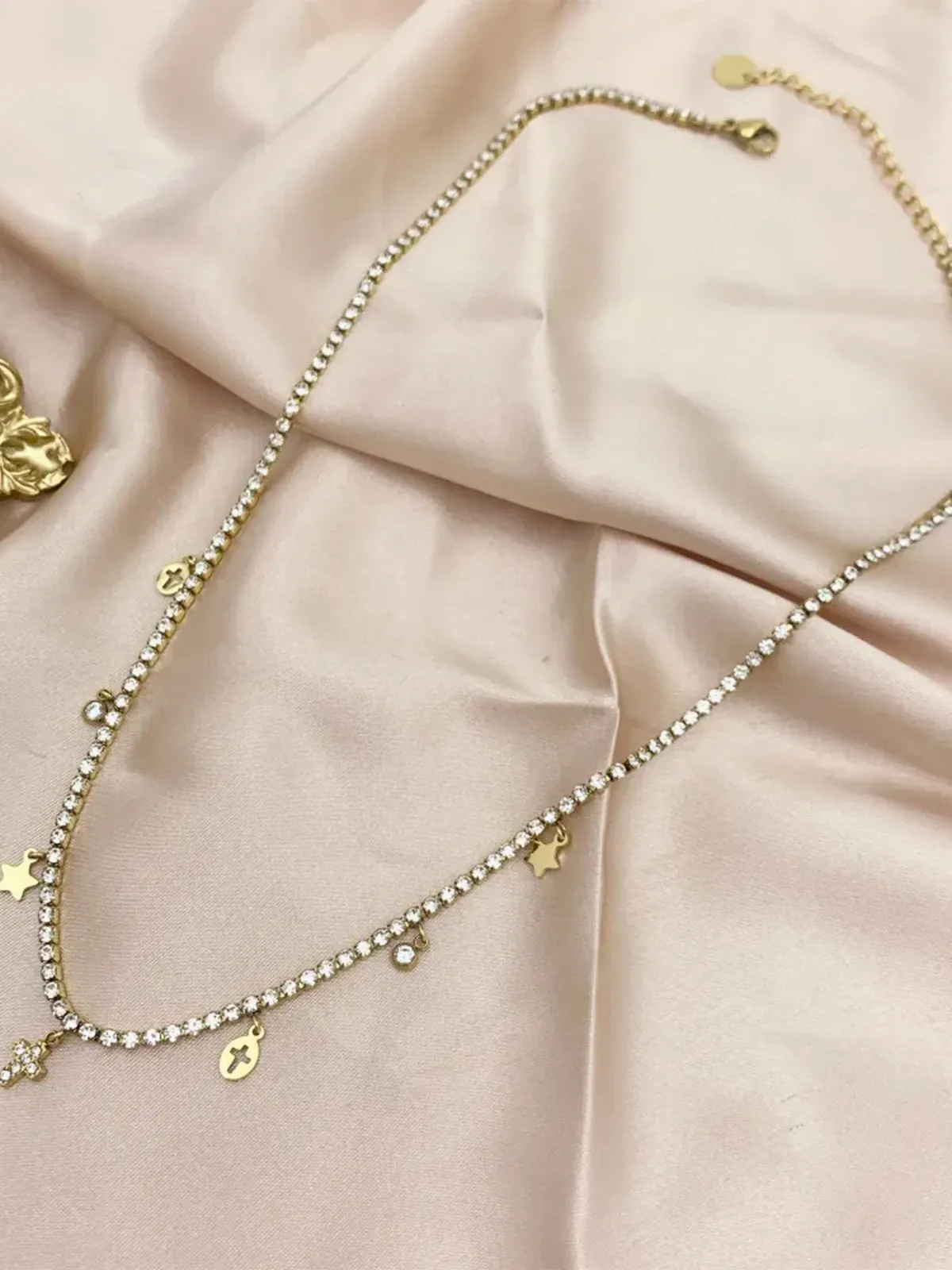 Italian Style Collier en acier avec strass