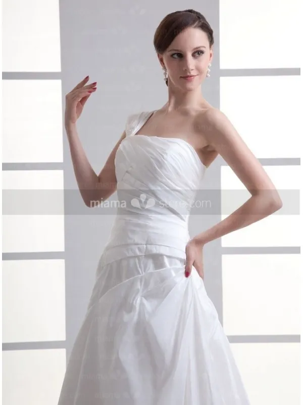 IULIA - A-line Chapel train Taffeta One shoulder Wedding dress