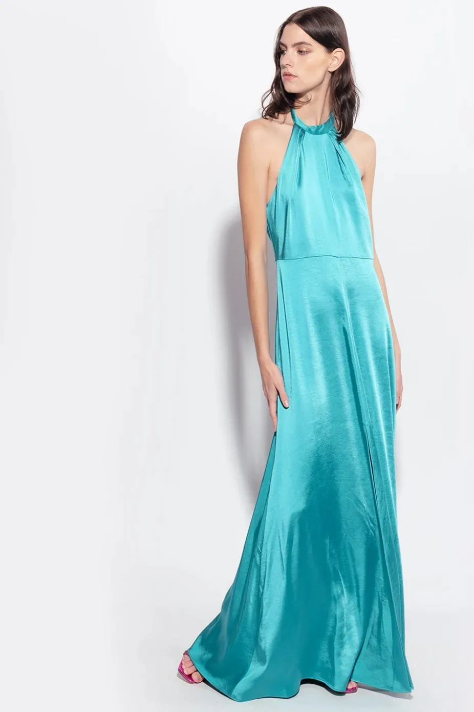 Long Satin Dress Pinko / Green