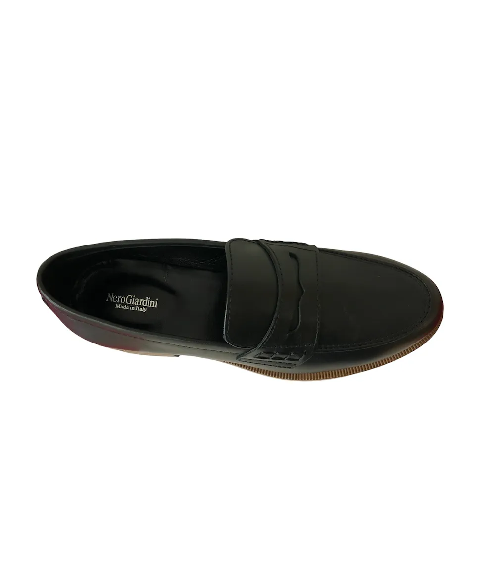 mocassino pelle Nero Giardini  308171 guanto nero suoma gomma e cuoio