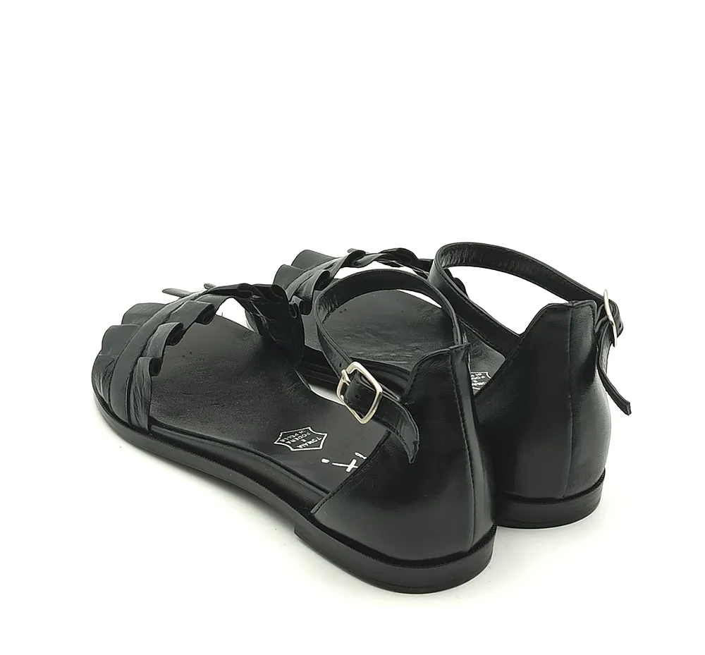 Sandalo Donna in pelle Nero Lux 2558 NERO