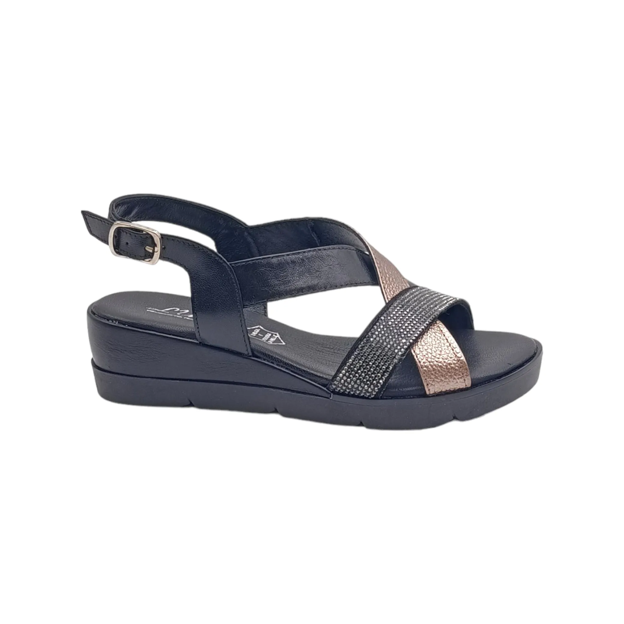 Sandalo Donna Lux 5076 nero strass