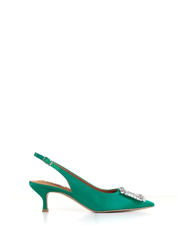 Satin Slingback with rhinestone details