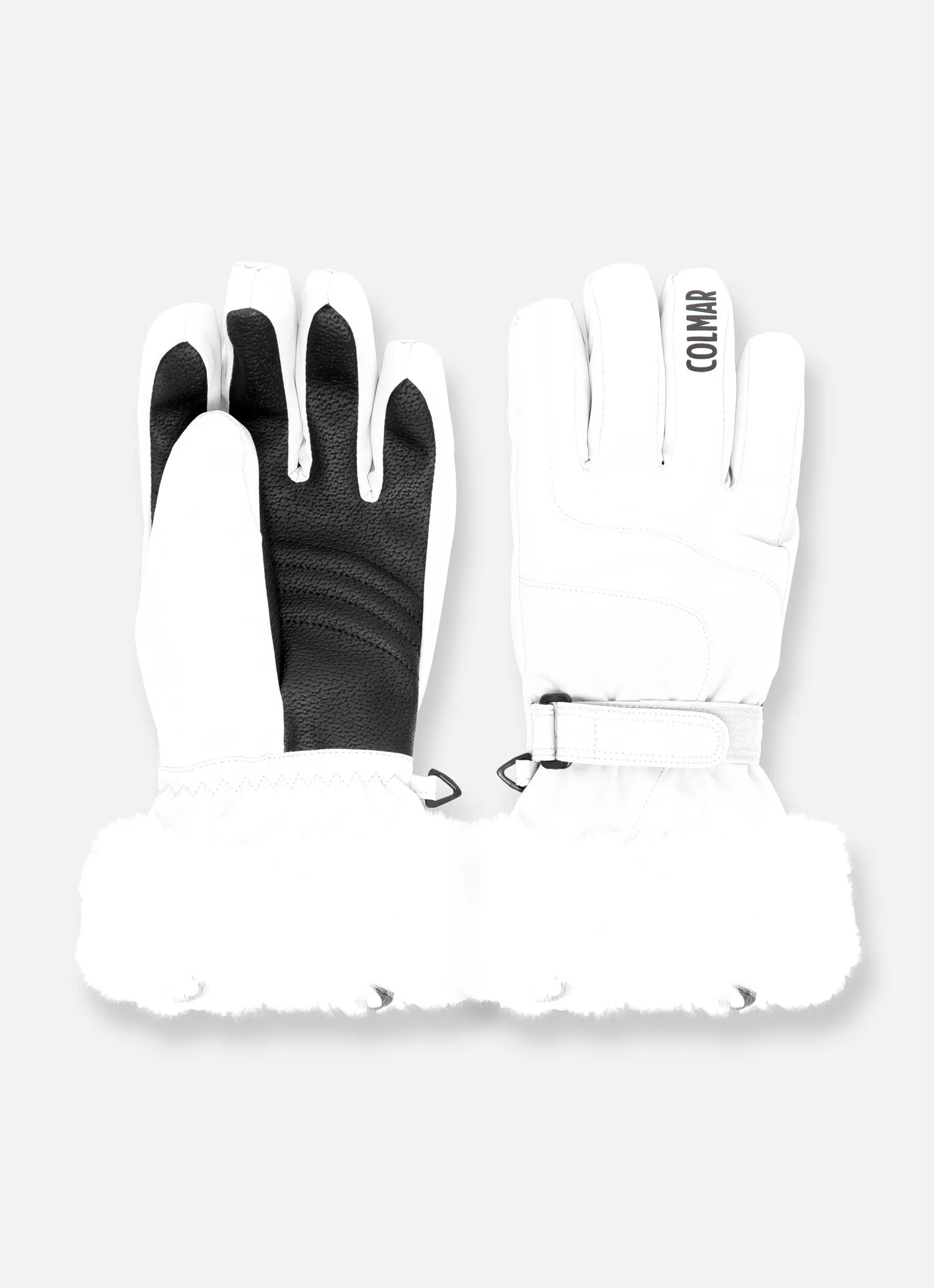 Ski gloves with technical fur hem