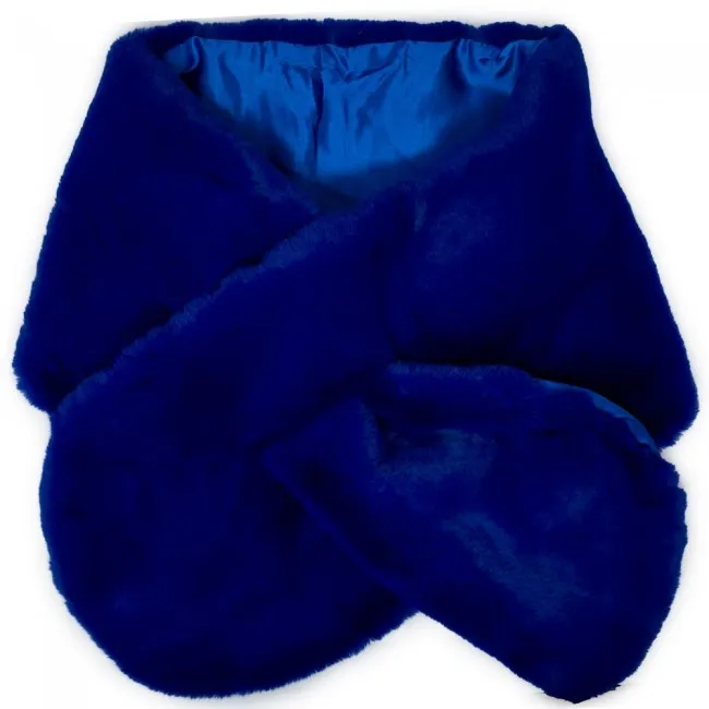 Stola blu elettrico pelliccia ecologica elegante