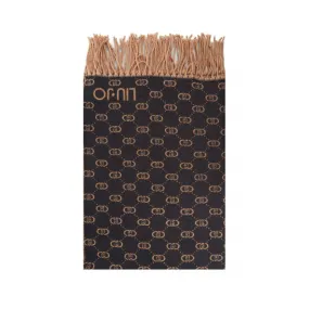 Stola jacquard con logo nero