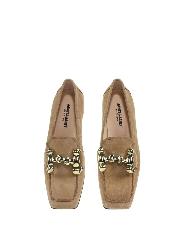 Suede loafer with detail