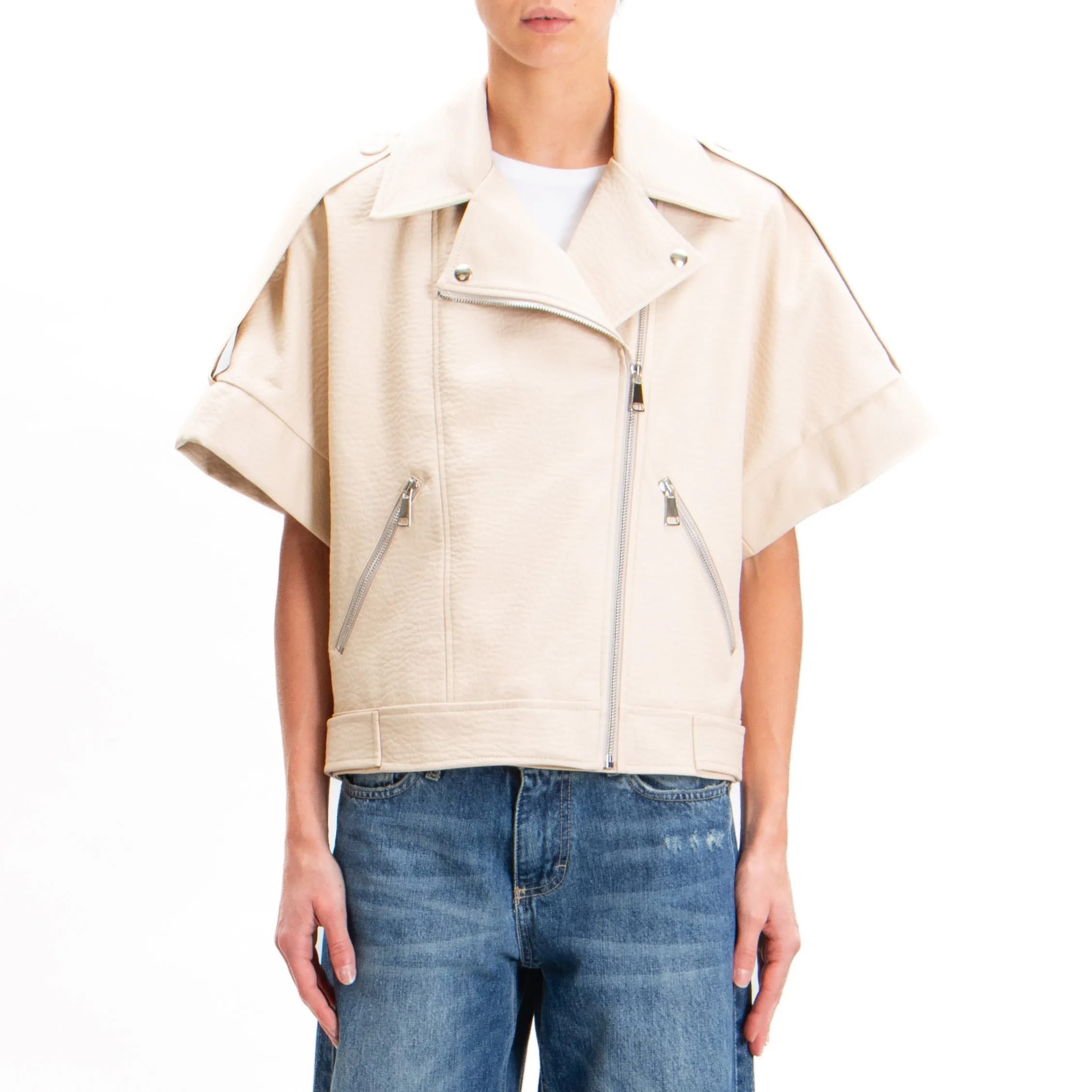 Tensione in-Gilet chiodo similpelle - burro